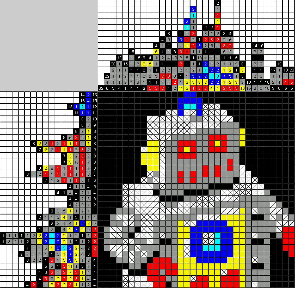 Цветной японский рисунок Pixelated Robot