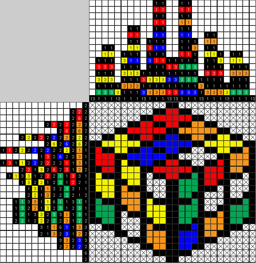 Цветной японский рисунок Кубик Рубика