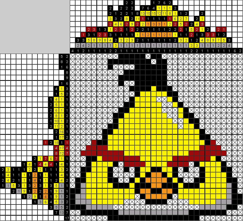 Цветной японский рисунок Angry Birds Chuck