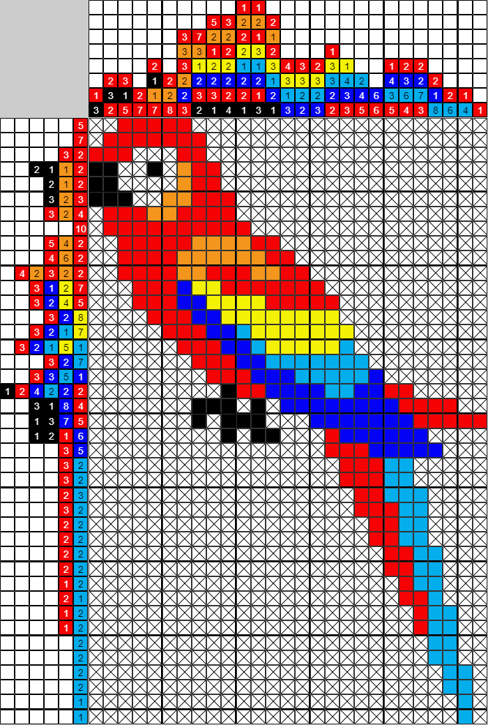 Цветной японский рисунок Разноцветный попугай